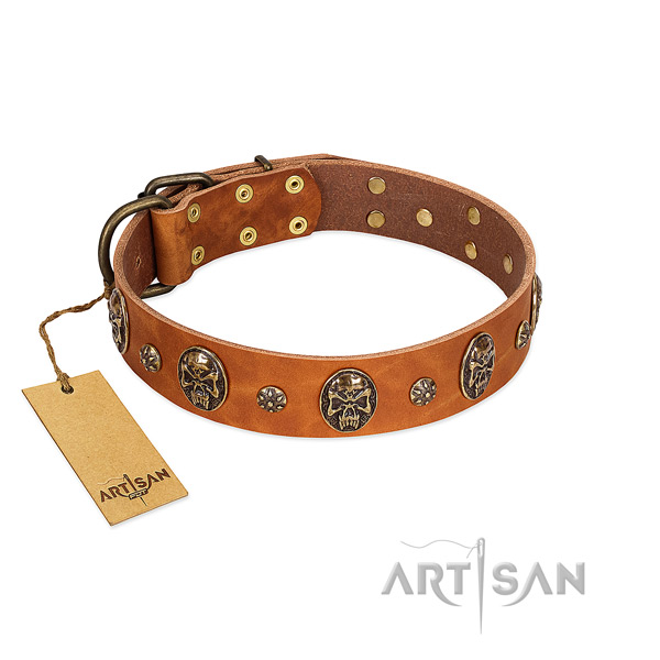 Comfortable genuine leather collar for your canine