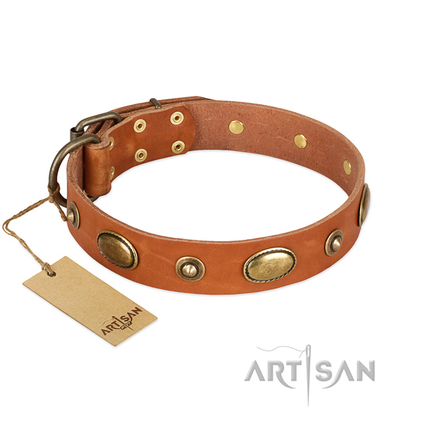 Easy to adjust natural leather collar for your pet