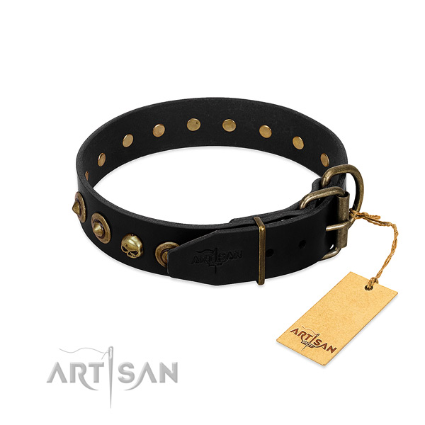 Genuine leather collar with trendy decorations for your dog