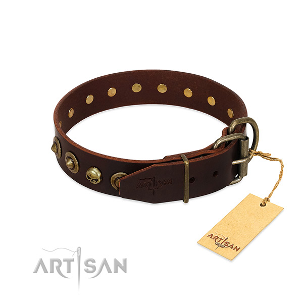 Full grain leather collar with exquisite studs for your pet