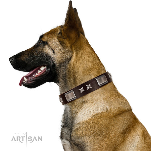 Top quality collar of full grain natural leather for your lovely doggie
