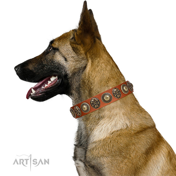 Stylish natural leather collar for your stylish pet