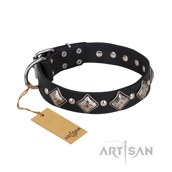 Indestructible leather dog collar with non-corrosive elements